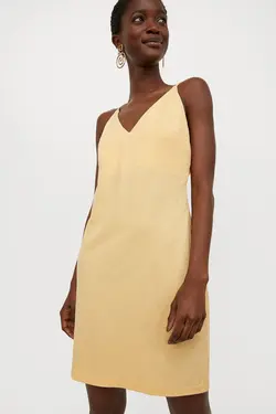 پیراهن کوتاه زنانه زرد اچ اند ام