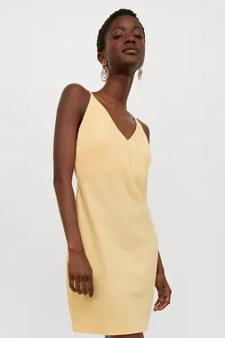 پیراهن کوتاه زنانه زرد اچ اند ام