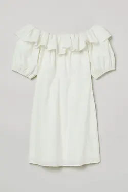 پیراهن کوتاه زنانه سفید اچ اند ام