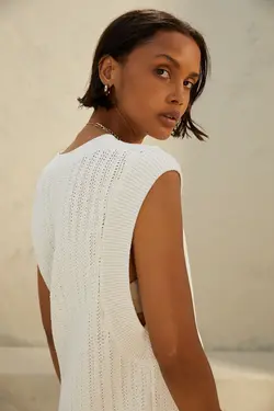 پیراهن بافت زنانه کرم اچ اند ام