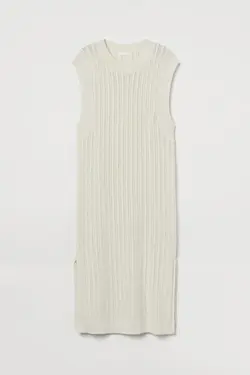 پیراهن بافت زنانه کرم اچ اند ام