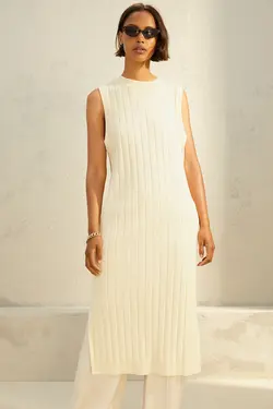 پیراهن بافت زنانه زرد اچ اند ام