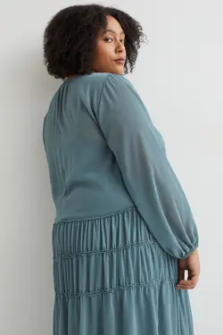 پیراهن آستین بلند زنانه فیروزه ای اچ اند ام