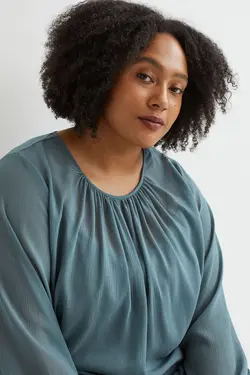 پیراهن آستین بلند زنانه فیروزه ای اچ اند ام