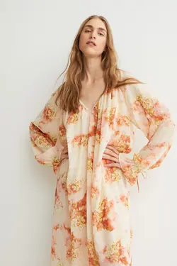 پیراهن آستین بلند زنانه بژ روشن اچ اند ام