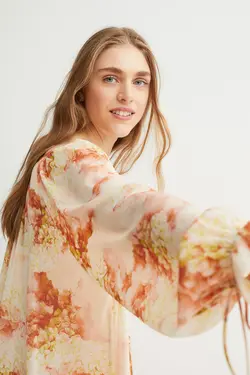 پیراهن آستین بلند زنانه بژ روشن اچ اند ام