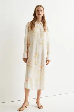 پیراهن آستین بلند زنانه سفید اچ اند ام