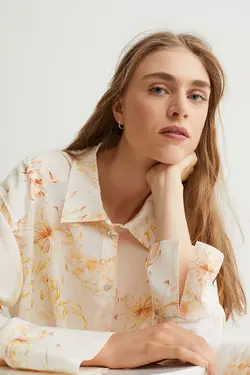 پیراهن آستین بلند زنانه سفید اچ اند ام