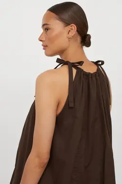 پیراهن کوتاه زنانه قهوه ای تیره اچ اند ام