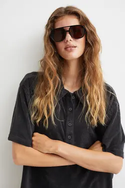 پیراهن کوتاه زنانه خاکستری تیره اچ اند ام