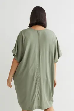 پیراهن کوتاه زنانه خاکی اچ اند ام