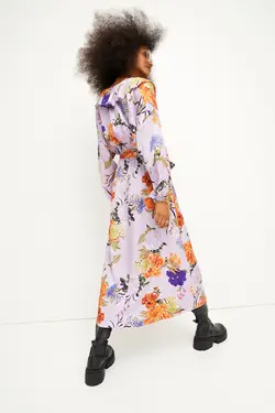 پیراهن آستین بلند زنانه بنفش اچ اند ام