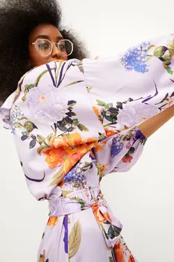 پیراهن آستین بلند زنانه بنفش اچ اند ام