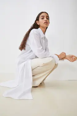 پیراهن آستین بلند زنانه سفید اچ اند ام