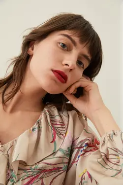 پیراهن آستین بلند زنانه بژ اچ اند ام