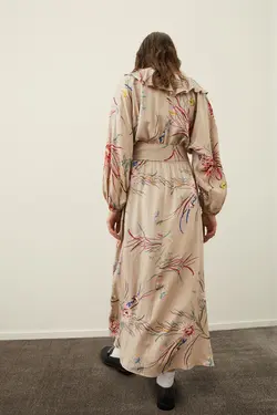 پیراهن آستین بلند زنانه بژ اچ اند ام