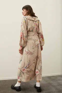 پیراهن آستین بلند زنانه بژ اچ اند ام