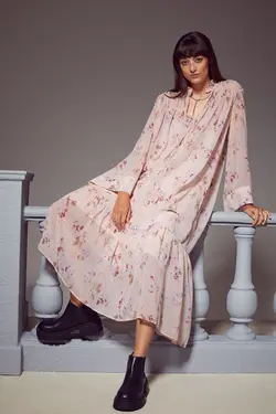 پیراهن آستین بلند زنانه صورتی اچ اند ام