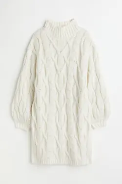 پیراهن آستین بلند زنانه سفید اچ اند ام