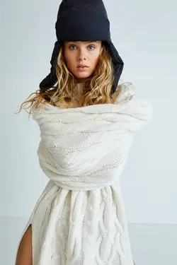 پیراهن آستین بلند زنانه سفید اچ اند ام