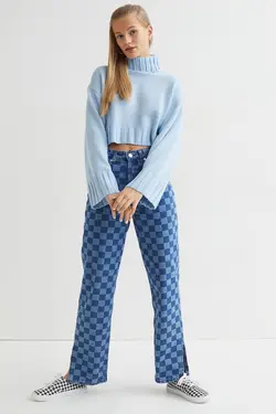 پلیور یقه اسکی زنانه آبی کمرنگ اچ اند ام