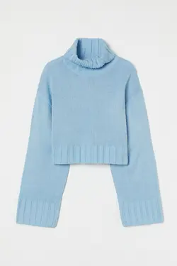 پلیور یقه اسکی زنانه آبی کمرنگ اچ اند ام