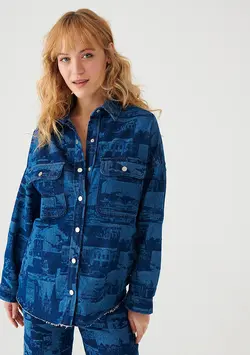 شومیز زنانه نیلی ماوی