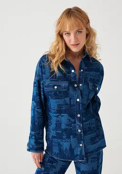 شومیز زنانه نیلی ماوی