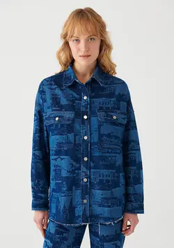 شومیز زنانه نیلی ماوی