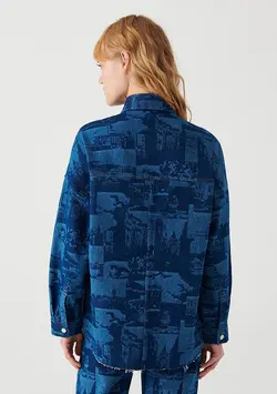 شومیز زنانه نیلی ماوی