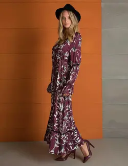 پیراهن زنانه زرشکی پیرکاردین