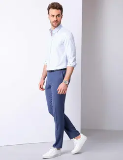 شلوارپارچه ای Skinny Fit مردانه آبی تیره پیرکاردین