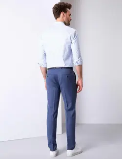 شلوارپارچه ای Skinny Fit مردانه آبی تیره پیرکاردین
