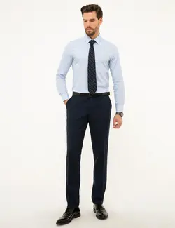 شلوار پارچه ای جذب مردانه سرمه ای پیرکاردین