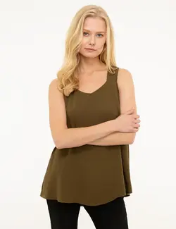 بلوز زنانه خاکی پیرکاردین