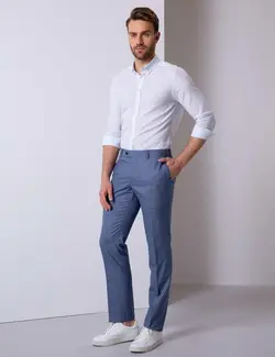 شلوار پارچه ای جذب مردانه آبی تیره پیرکاردین