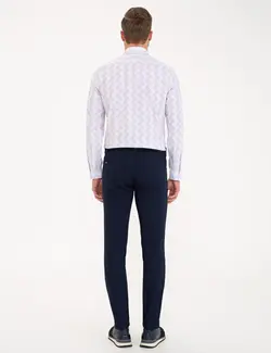 شلوار کتان جذب مردانه سرمه ای پیرکاردین