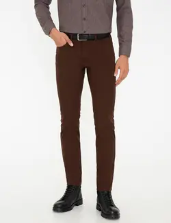 شلوار کتان جذب مردانه قهوه ای پیرکاردین