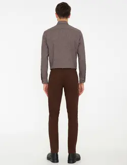 شلوار کتان جذب مردانه قهوه ای پیرکاردین