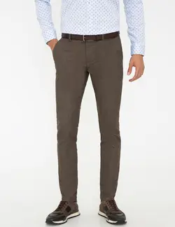 شلوار کتان جذب مردانه قهوه ای روشن پیرکاردین