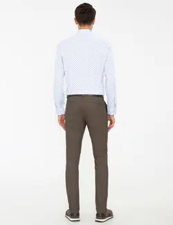 شلوار کتان جذب مردانه قهوه ای روشن پیرکاردین