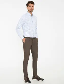 شلوار کتان جذب مردانه قهوه ای روشن پیرکاردین