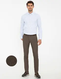 شلوار کتان جذب مردانه قهوه ای روشن پیرکاردین