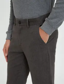 شلوار کتان جذب مردانه قهوه ای روشن پیرکاردین