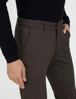 شلوار کتان جذب مردانه قهوه ای پیرکاردین