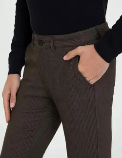 شلوار کتان جذب مردانه قهوه ای پیرکاردین