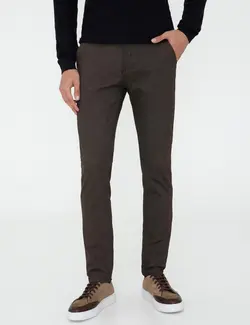 شلوار کتان جذب مردانه قهوه ای پیرکاردین