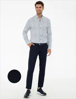 شلوار کتان Standart Fit مردانه سرمه ای پیرکاردین