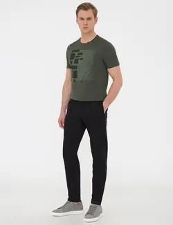 شلوار کتان Carrot Fit مردانه سیاه پیرکاردین