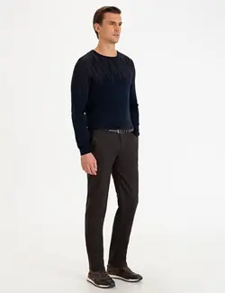 شلوار کتان Regular Fit مردانه  قهوه ای پیرکاردین